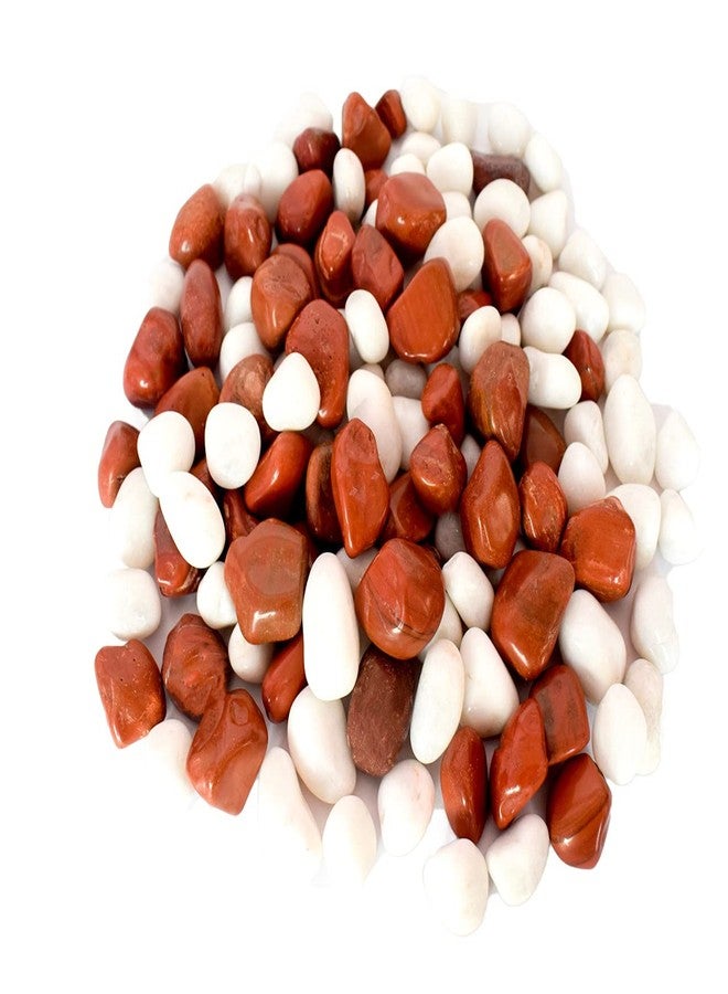 Power Stone Decorative Coloured Asymmetric Marble Stone Pebbles for Vase Filler Plant Pots Home Aquarium Fish Tanks Landscape Outdoor Garden Decoration (Brown & White, 2 Kg) - Image 1